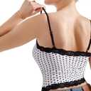 SUUKSESS Women Lace Double Lined Camisole Top Spaghetti Strap Going Out Tank Top (White, XL)