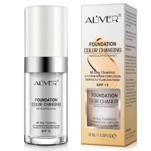 Foundation 1PCS,Concealer Cover Cream, Flawless Colour Changing Warm Skin Tone Foundation Makeup, Base Nude Face Liquid Cover Concealer