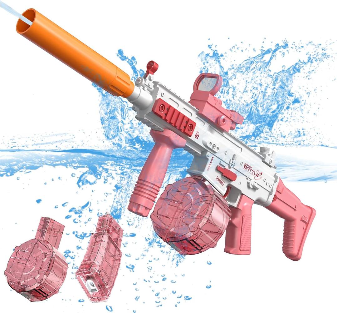 Electric Water Gun, Squirt Gun Toy for Adults Kids, Automatic Water Gun Up to 26 FT Long Range, Summer Outdoor Beach Swimming Pool Party Super Shooting Toys, Best Gift for Boys and Girls (Pink) 