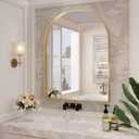 Arch Mirror, 24 x 32 Inch Gold Arch Mirror for Bathroom, Arched Wall Mirror, Aluminum Alloy Frame Gold Bathroom Vanity Mirror for Living Room Bedroom Entryway Mantel Hallways Decor