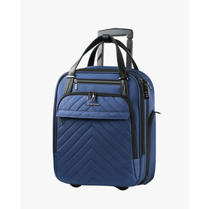 VANKEAN Carry On Underseat 16-inch Multi-functional Underseater Lightweight Overnight Suitcase with Wheels Roller Case for Women Men Travel Business, Haze Blue