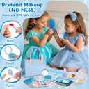 Golray Little Girls Play Purse Toys with Pretend Makeup Kit for Girl 3 4 5 6 Year Old, Sound Phone/Fake Makeup Set/Blue Wallet/Ice Princess Box Winter Christmas Birthday Gift Toddler Kid Toy Age 3-4-7