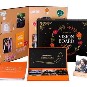 CALMOURA Vision Board Kit for Adults Supplies  Vision Board Supplies Kit for Collage, Scrapbooking  Dream Board and Mood Board for Inspiration (Sunset Chevron Orange/Evening Red)