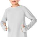Boys Long Sleeve Athletic Shirts Kids Quick Dry Thumb Hole T-Shirts Tops with Pockets 4-14 Years (Grey)
