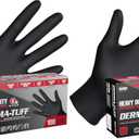 Derma-Tuff Powder Free Nitrile Disposable Gloves | 6 Mil - Med 100 Ct | Latex Free, Chemical + Puncture Resistant, Fully Textured Grip, Beaded Cuff, for Automotive, Maintenance, Industrial | 66587