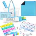Ceenna American Mahjong Set with Carrying Bag 166 Tiles 4 All-in-one Color Rack Pushers Game Table Mat Plastic Mahjong Coins Complete Ma Jong Game Set(Blue)
