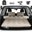 JOYTUTUS SUV Air Mattress Camping Bed,3.0 Thickened Flocking Car Camping Inflatable Mattress, Anti-Leakage, with 2 Pillows & Electric Pump Universal Car Bed for SUV Trunk and Rear Seat (Camel and Black)