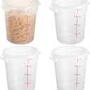 CURTA 4 Quart Translucent Round Food Storage Container with Lid, Pack of 4 NSF Listed, BPA-Free, Commercial-Grade Polypropylene, Freezer & Dishwasher Safe, Non-Stick, Easy-Read Graduations
