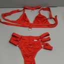 Lilosy Sexy Wireless Choker O Ring Linked Strappy Harness Lingerie Set Outfits 3 Piece (Large, Red)