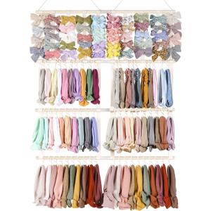 POVETIRE Headband Holder Hair Bows Organizer for Girls,Baby Headbands Hair Accessories Organizer Storage Wall Hanging Decor for Nursery Girls Room (Beige)