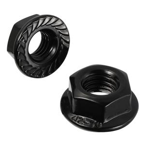 M12-1.75 Serrated Flange Hex Nuts Flanged Locknuts, 304 Stainless Steel 18-8, Black Finish, 10 PCS