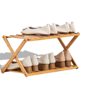 2 Tier Shoe Rack, Multi Tier Foldable Bamboo Shoe Organizer Rack Multifunctional Storage Free Standing Shoe Shelf.