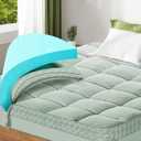 Dual Layer 3 Inch Memory Foam Mattress Topper Twin Size, 2 Inch Gel Memory Foam Plus 1 Inch Cooling Pillow Top Mattress Pad Cover, with 8-21 Inch Deep Pocket, Green
