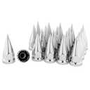 Chrome 33 mm Lug Nut Covers for Semi Trucks - Chrome Spike Type- flanged, Screw on - Height 4-3/4" -semi Lug nut Covers Screw on, Lug Nut Caps