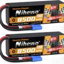 3S Lipo Battery 8500mAh 11.1V Lipo Battery 100C Hard Case with EC5 Connector Compatible with Arrma Axial 1/8 1/10 Scale RC Vehicle Car Truck Buggy Drone Boat RC Models (2Packs)