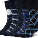 5 Pairs Diabetic Socks for Men,Viscose from Bamboo Non Binding Top Crew Dress Socks for Edema,Sensitive Feet (Large, 5pairs(mixed Pattern))