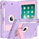 BMOUO Case for iPad 6th 5th Generation (iPad 9.7 inch, 2018/2017), Shockproof Protective iPad 9.7 Case with Built-in Stand/Pencil Holder for iPad 6th/5th Gen, Air 2, Light Purple