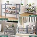Smiry Shoe Rack, 2 Tier Bamboo Shoe Organizer, Stackable Free Standing Wooden Shoe Storage Shelf for Closet, Entryway, Front Door Entrance, Grey