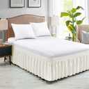 FreshCulture Twin Bed Skirt, Elastic Wrap Around Bed Skirt Twin Size, Bed Skirts for Adjustable Bed, Easy Fit with 18 Inch Drop Length, Hotel Quality Dust Ruffle for Twin Bed (Ivory)
