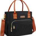 Lunch Bag Lunch Box Women - Leakproof Insulated Lunch Cooler Bag for Women - Large Lunch Tote Bags Adults, Black Orange (18L)