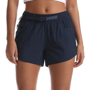 Running Shorts for Women with Liner Athletic Sport Pants Lightweight Gym Workout Shorts with Pockets, Small Navy