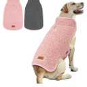 Sherpa Dog Coat Turtleneck Reversible Fleece Vest Sweater Thick Pet Clothes for Cold Weather Winter Jacket Warm Dog Coats for Large Dogs, Pin, L