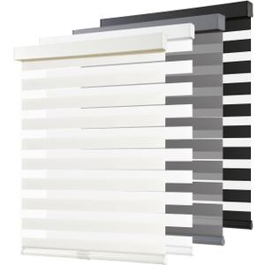 AOSKY Cordless Zebra Blinds for Windows Pull Down Roller Window Shades Dual Layer Light Filtering Privacy for Day and Night, Free-Stop Door Shades for Home Easy to Install (28" W X 72" H, Beige)