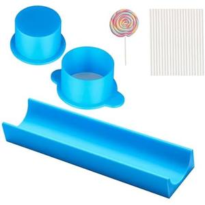 1.75 Inch Round Cake Pop Mold Set with 9 Inch Tray and Sticks，3D Printed Cake Pop Cutter and Pusher, Molds Set for Parties, Wedding,Home Desserts Making - Blue 2 Set