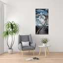 KREATIVE ARTS Blue Flower Tree Wall Art for Bedroom Cherry Blossom Tree in Full Moon Night Landscape Canvas Prints Artwork for Home Wall Decoration Ready to Hang Vertical 20x40inch (Blue)
