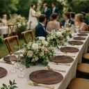 JEVERGN 40 Pack Farmhouse Charger Plates Bulk, 13'' Faux Wood Chargers for Dinner Plates, Brown Plate Chargers Set of 40, Round Plastic Charger for Wedding, Party Event, Dinner, Table Setting