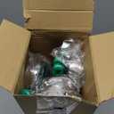 Teenyyou 8 Pcs Portion Control Serving Spoons Portion Scoops Cups Solid and Slotted Stainless Steel Ladle Spoon for Food, Serving Utensils Set for Parties (Green, 4oz)