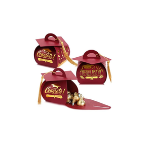 TaoBary 30 Pcs Graduation Cap Gift Boxes Graduation Decorations Class of 2025 Candy Box with Tassel for 2025 Grad Party Favors Supplies(Maroon, Gold)