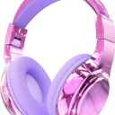 QearFun Kids Bluetooth 5.3 Headphones, Wireless Metallic Gradient Headset, Lightweight Foldable On Ear Headphones with Aux Cord, Fast Charging, Built-in Mic, for School/Travel/Tablet/iPad