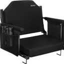 Extra Wide Stadium Seats for Bleachers with Back Support - Padded Foldable Lightweight Durable Stadium Chair for Sports Parents Watching Kids & Fans at Any Game - Relieves Back Pain on Hard Benches (Upgraded - 21.7"w X 14.6"d X 16.3"h, Premium Black)