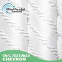 White Boho Fabric Shower Curtain 72 x 72 Inches, Modern Shabby Chic Textured Tufted Chevron Striped Minimalist Cloth Bathroom Shower Curtain