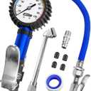 GERCHWAY Tire Inflator with Pressure Gauge and Longer Hose - Most Accurate, Heavy Duty Air Chuck with Gauge for Air Compressor Tire Inflator Attachment - 100PSI