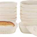 12 Pcs Banneton Bread Proofing Baskets, 10" Oval Sourdough Baking Bowls with Removable Cloth Liners, Rattan Bread Baskets for Even Fermentation, Ideal for Beginners and Pros