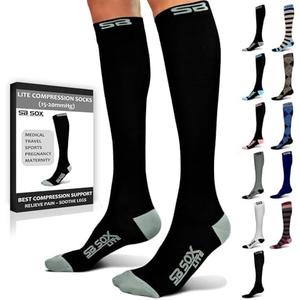 SB SOX Lite Compression Socks for Men & Women (15-20mmHg) – Best Compression Socks for Travel, Sports, and Daily Wear - L/XL