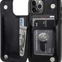 ONETOP Compatible with iPhone 12 Compatible with iPhone 12 Pro Wallet Case with Card Holder, PU Leather Kickstand Card Slots Case, Double Magnetic Clasp Durable Shockproof Cover 6.1 Inch(Black)