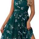 OURIN Womens Summer Casual Floral Boat Neck Semi Formal Cocktail Mesh Dress Modest Wedding Guest Dress (L)