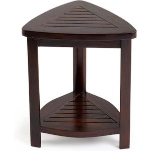 ALA TEAK Wood Bath Spa Shower Stool Corner Bench Stool Fully Assembled