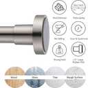 Shower Curtain Rod Tension- Never Rust No Drill Non-Slip Spring Tension Shower Rod, 43-73 inches 304 Stainless Steel, Brushed Nickel
