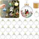 Wettarn 50 Pcs 3.15 Inch Christmas Plastic Fillable Ornaments, Transparent DIY Craft Rainbow Ball with Lid and Rope, Xmas Hanging Ornament for Party Wedding Home Decor (Clear)