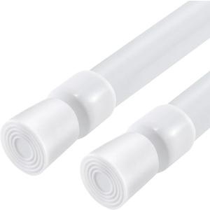 2 Pack Spring Tension Curtain Rods White Ajustable 53-98inchs, 0.86inch Diameter, Extension Spring Tension Rods Suitable for Use in Bathroom Window Screen Curtain Wardrobe (WHITE)