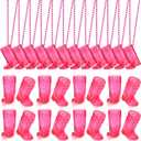 Sieral 24 Pcs Boot Shot Glasses on Beaded Necklace Plastic Cowgirl Shot Glass Cup Necklace Bride Supply for Bachelorette Carnival Party Birthday Wedding Supply (Transparent Rose)