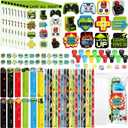 Cholemy 168 Pcs Video Game Party Favors Include Gaming Mini Notebook Gamer Birthday Sticker Pencil Stamper Ruler Eraser for Boy Teen Game Gifts Classroom Rewards Favor Party Supplies Decor(Bright)