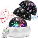 PIKOY Kids Night Light Projector+12 Lullabies, 8 Colors+3 Films+360 Night Light Projector for Kids Room, Remote+AUTO Timer Star Projector Stars for Ceiling Projector Lights for Bedroom & Babies Gifts
