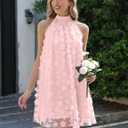 Gleeneat Womens Summer Halter Tulle Floral Bridal Shower Cocktail Wedding Guest Short Dresses A Line Sleeveless Mini Dress (L)