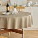 Decorelia Waterproof Round Tablecloth for Round Dining Table, Decorative Rustic Soft Wipeable Table Cloths Cover Indoor Outdoor Use for Holiday,Wedding, Kitchen (70 Inch,Round (4-6 Seats),Natural)