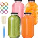 4 Pack 32oz Glass Juice Bottles with Lids, Reusable Milk Containers, Glass Drinking Jars for Juice, Bubble Tea, Smoothie, Tea, Kombucha